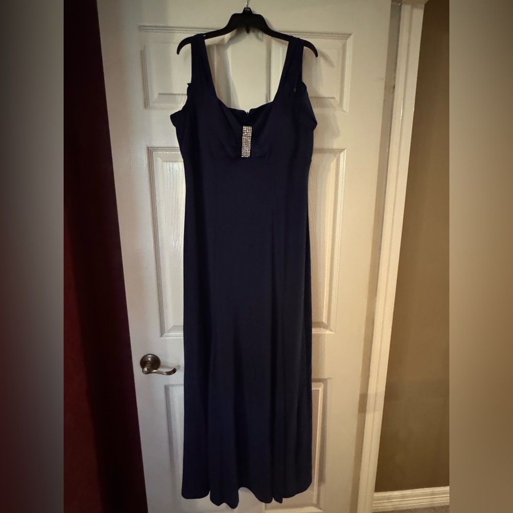R&M Richards Navy Maxi Dress with Embellished Detail